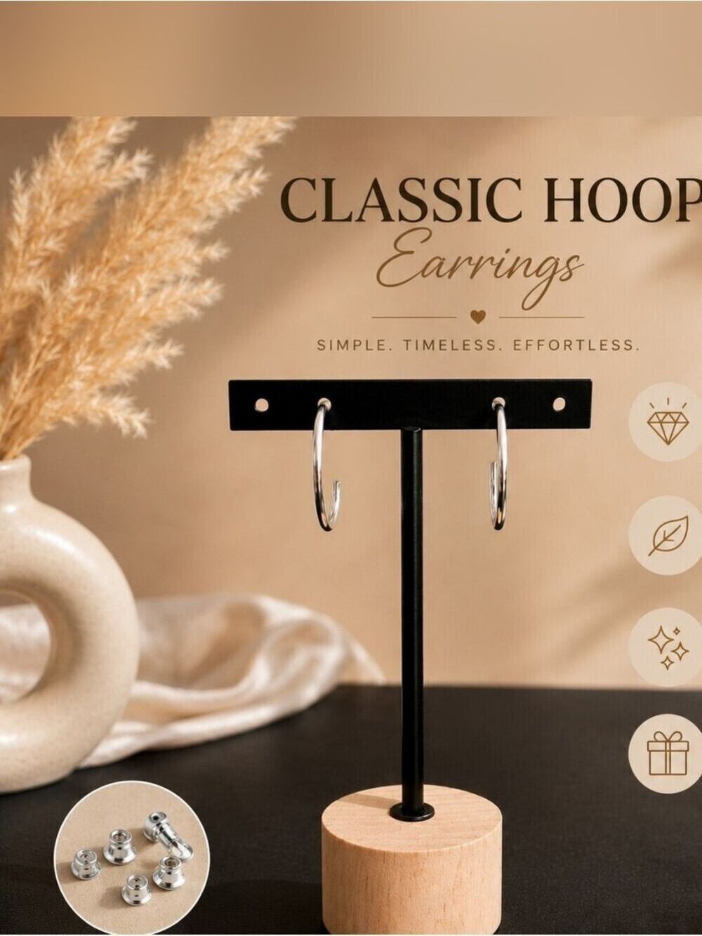 Classic Silver Hoop Earrings - Minimal Women Jewelry